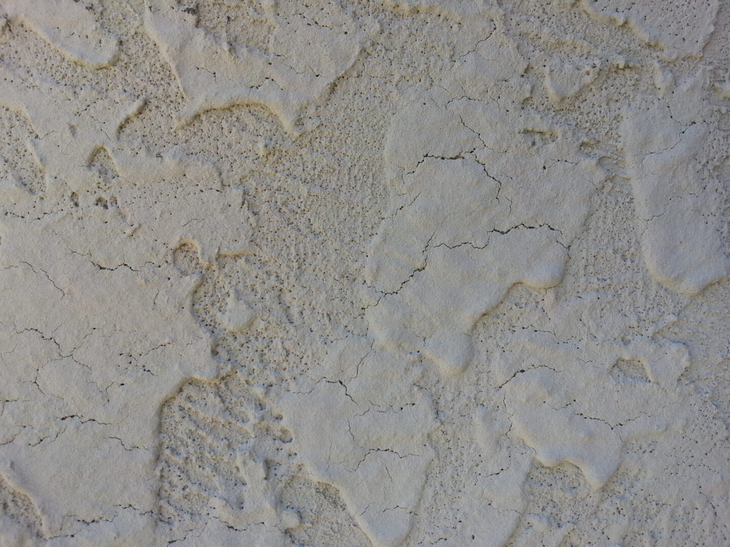Close-up of a textured beige plaster wall.