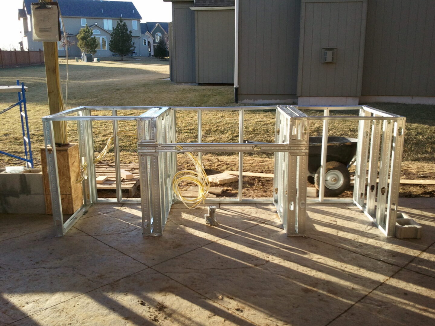 Metal framing for outdoor countertop construction