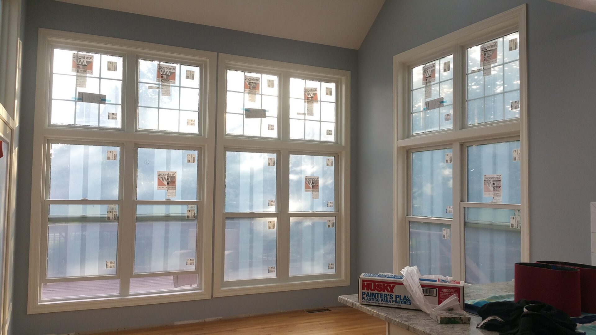 Room with large new multi-pane windows