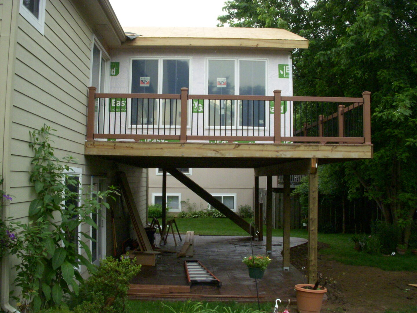 Elevated house deck under construction